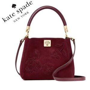 NWT KATE SPADE Phoebe Suede Floral‎ Applique Small Top Handle Satchel